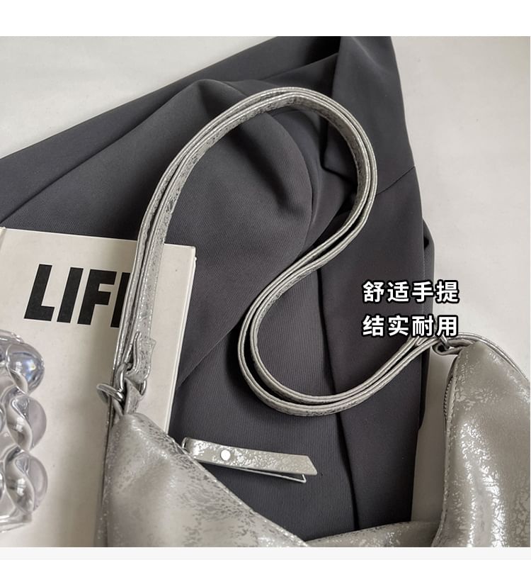 Plain Chain Leather Backpack Strap Zipped Faux