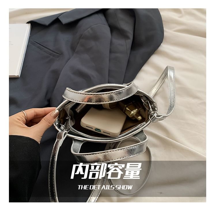 Leather Crossbody Handle Plain Bag Top Faux