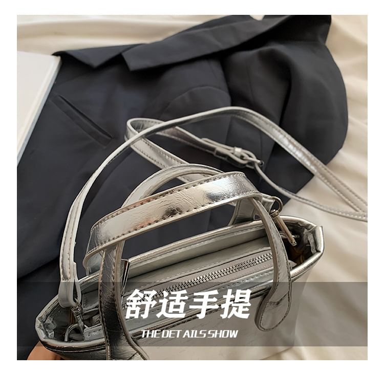 Leather Crossbody Handle Plain Bag Top Faux