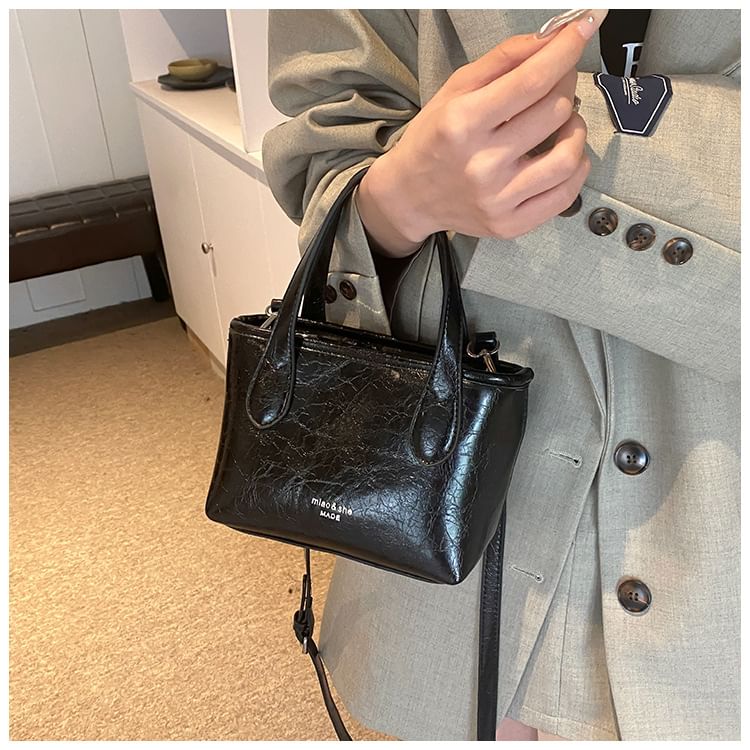 Leather Crossbody Handle Plain Bag Top Faux