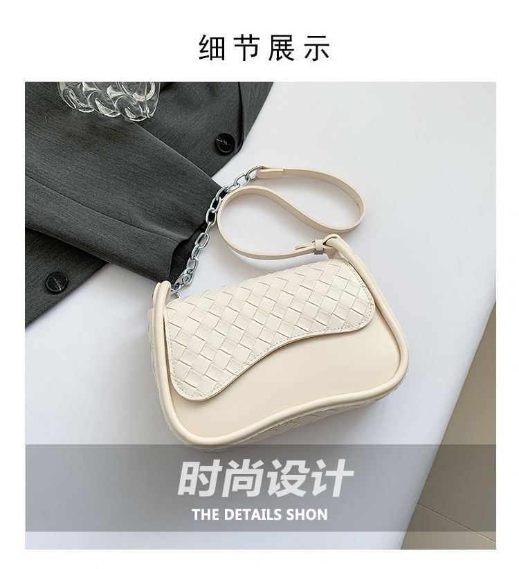 Bag Flap Faux Woven Leather Crossbody Plain