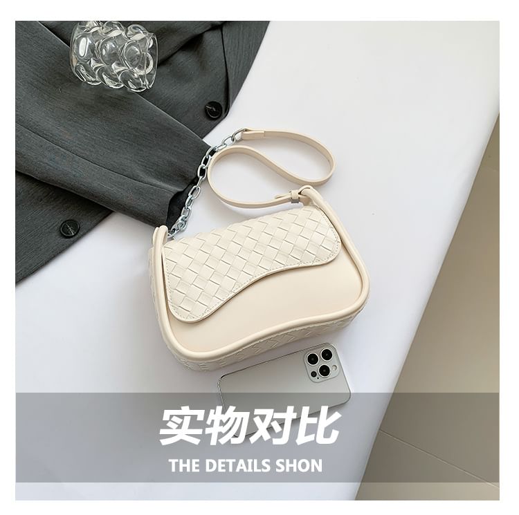 Bag Flap Faux Woven Leather Crossbody Plain