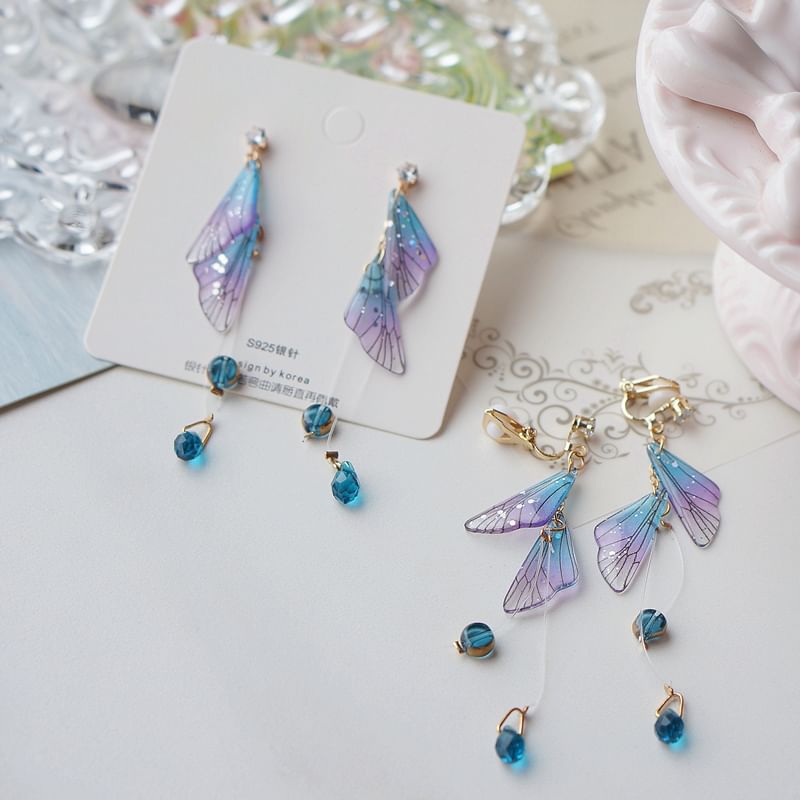 Crystal Alloy Earring Butterfly Faux Dangle