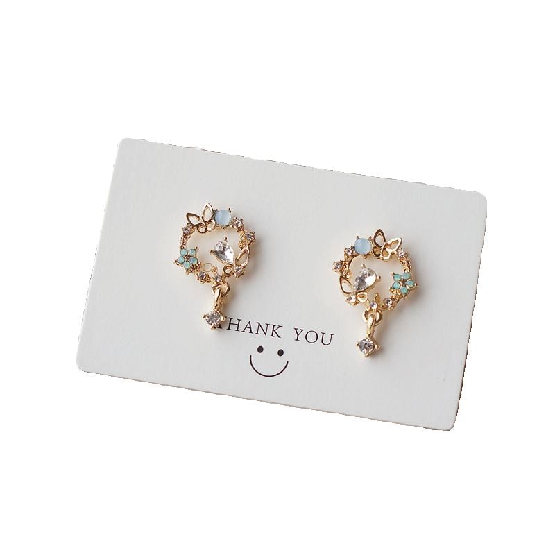 Butterfly Rhinestone Drop Alloy Earring