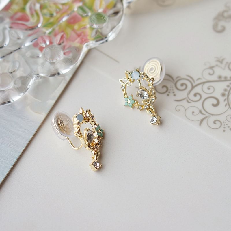 Butterfly Rhinestone Drop Alloy Earring