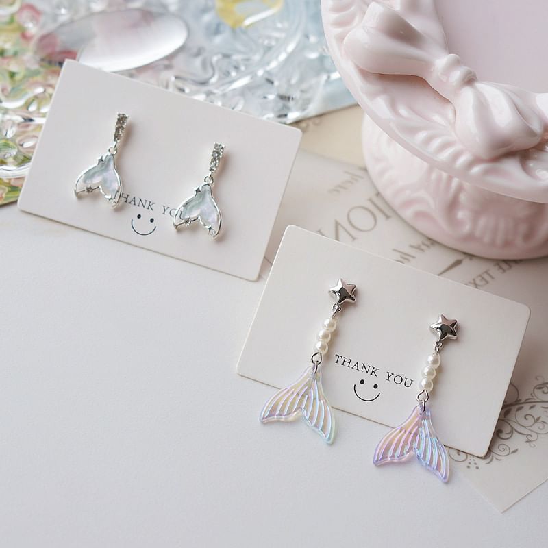 Alloy Designs) Mermaid Dangle Tail Earring (Various