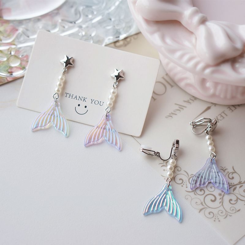 Alloy Designs) Mermaid Dangle Tail Earring (Various