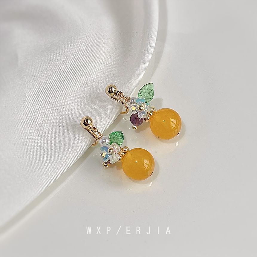Earring Floral Dangle Alloy Faux Gemstone