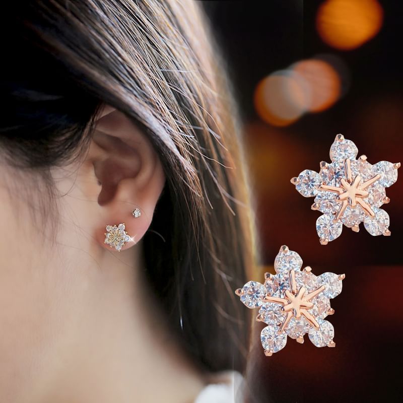 (Various Earring Rhinestone Stud Floral Designs) Alloy