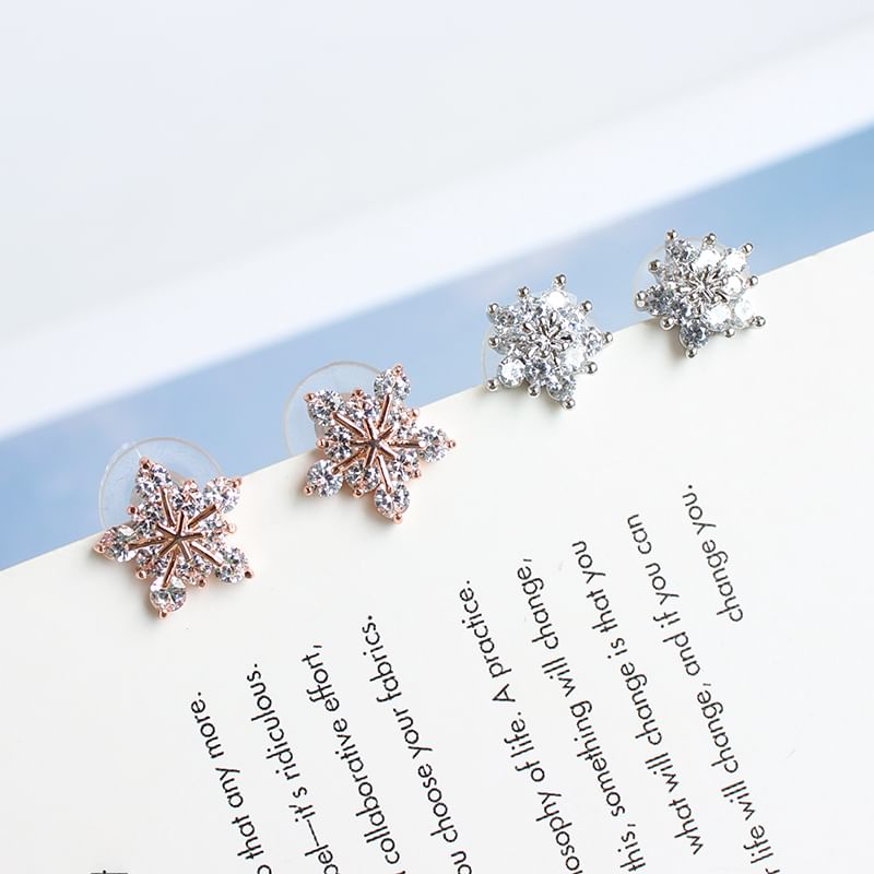 (Various Earring Rhinestone Stud Floral Designs) Alloy