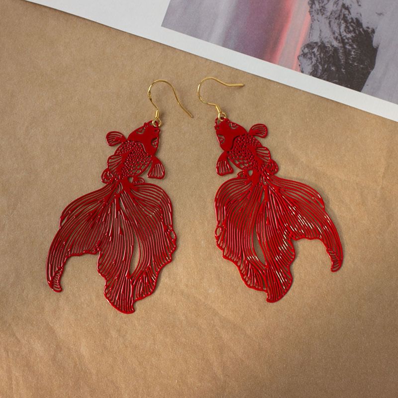 Fish Drop Hollow Earrings