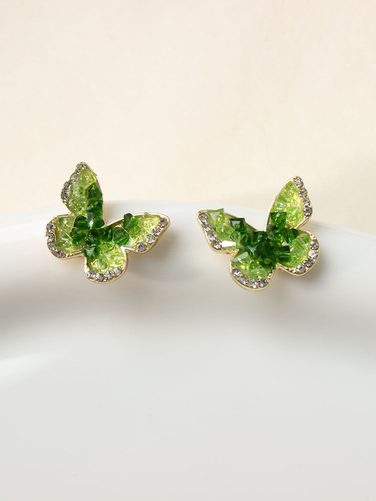 Stud Earring Butterfly Crystal Faux Alloy