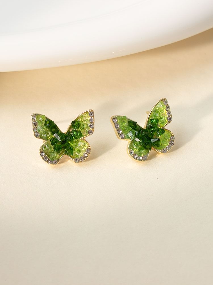 Stud Earring Butterfly Crystal Faux Alloy