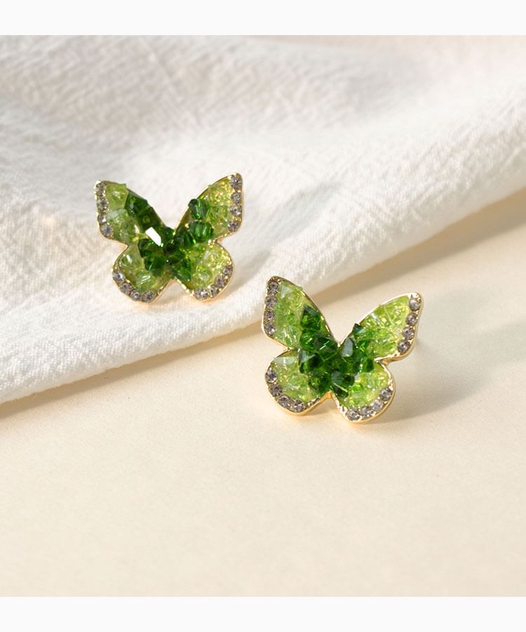Stud Earring Butterfly Crystal Faux Alloy