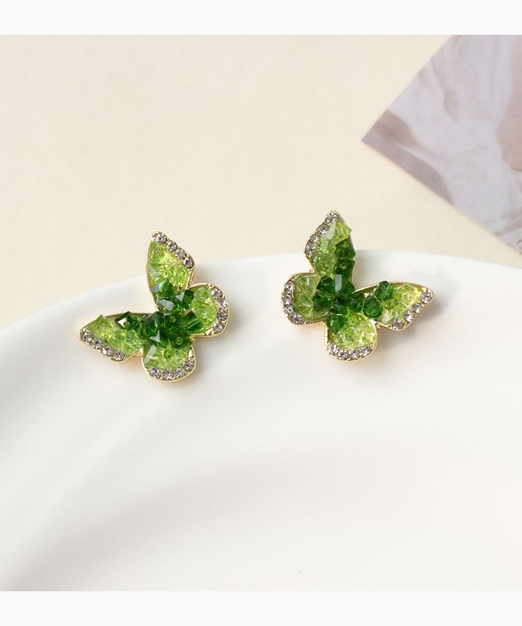 Stud Earring Butterfly Crystal Faux Alloy