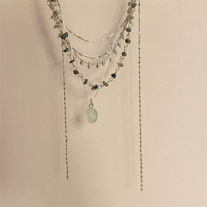 Alloy Choker Pendant Turquoise Layered