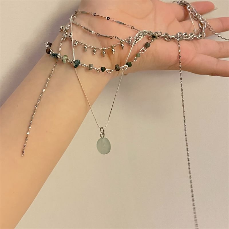 Alloy Choker Pendant Turquoise Layered