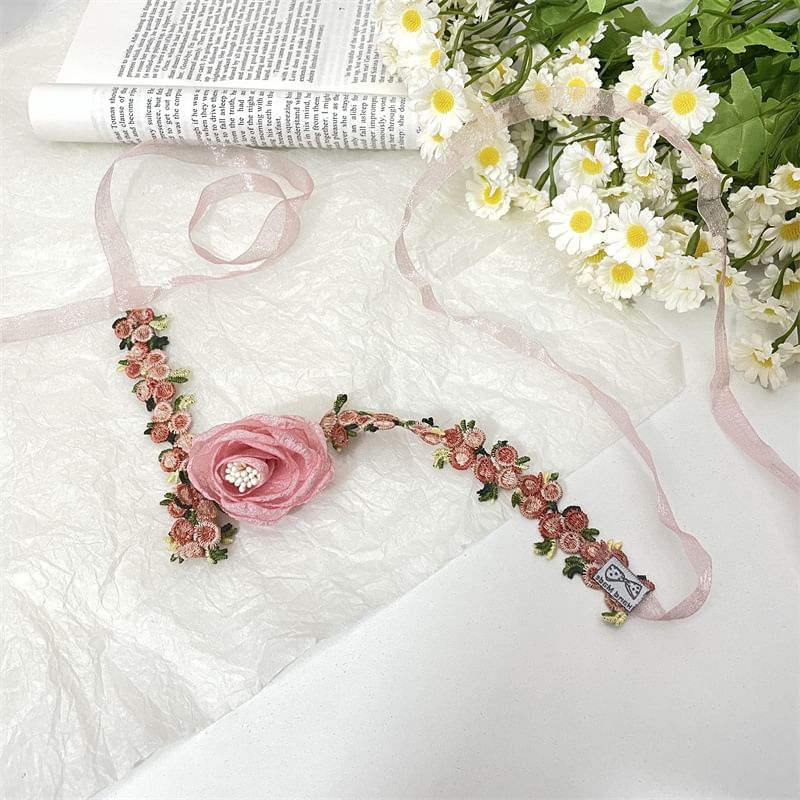 Choker Rose Ribbon Lace