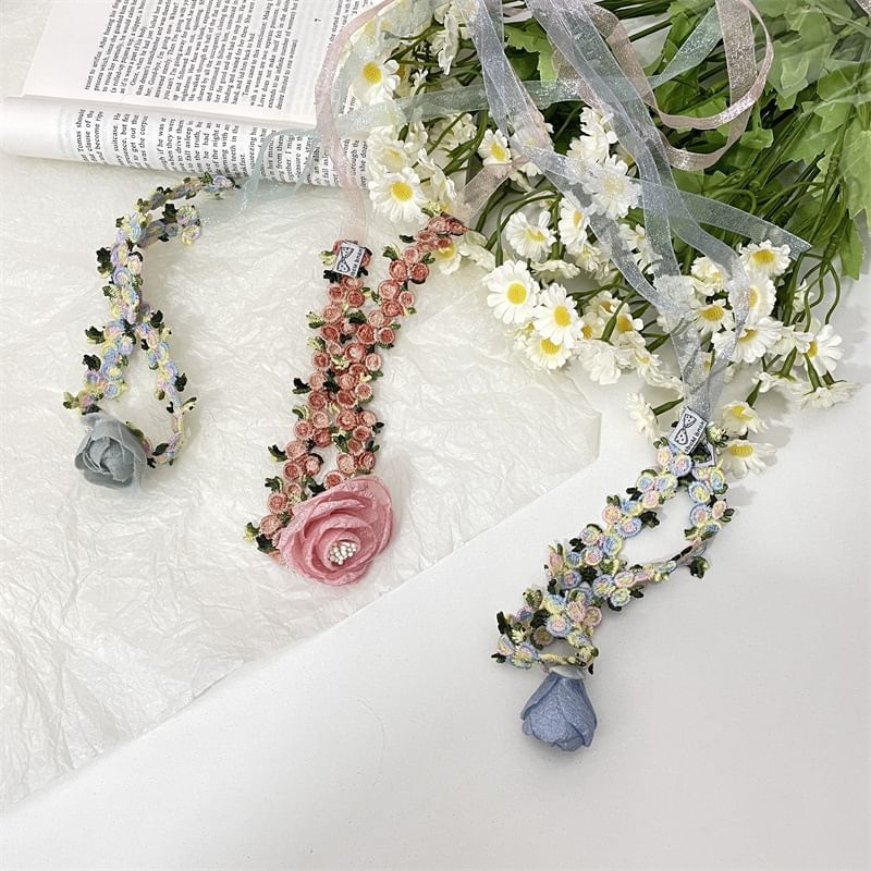 Choker Rose Ribbon Lace