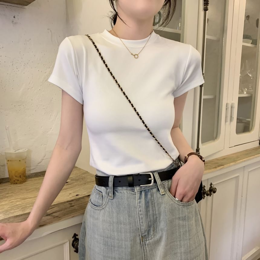 Tee Plain Neck Crew Short-Sleeve