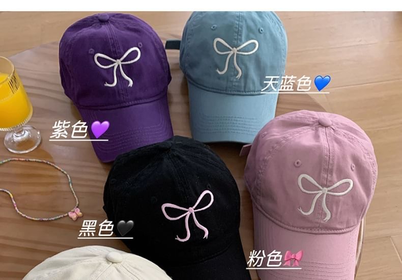 Baseball Cap Bow Embroidered