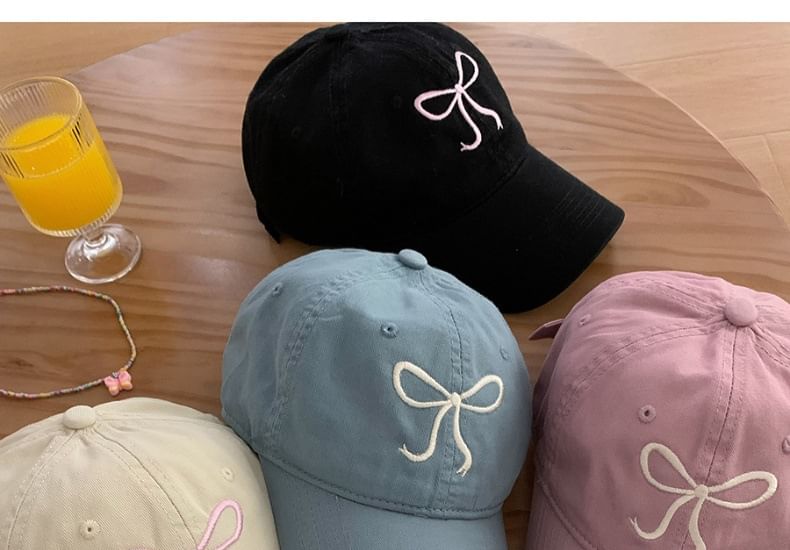 Baseball Cap Bow Embroidered
