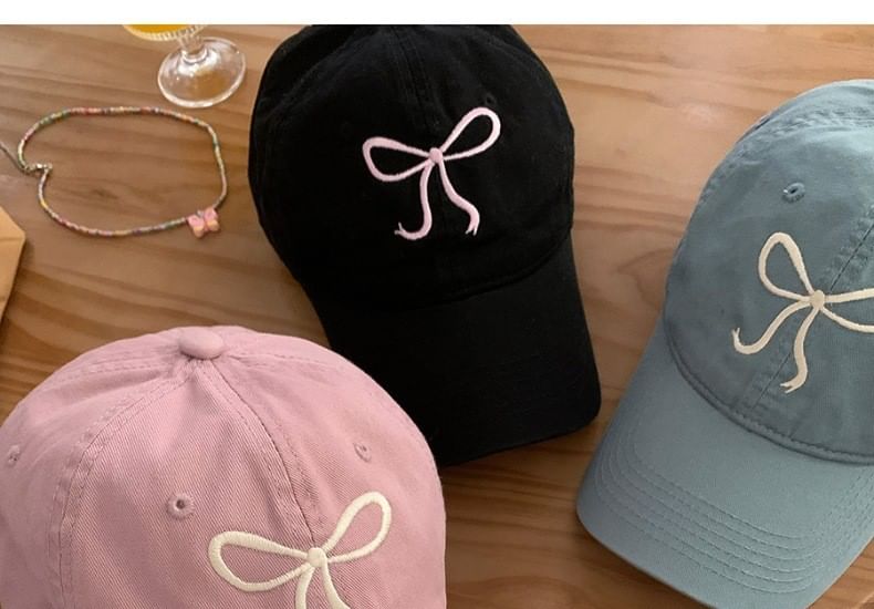 Baseball Cap Bow Embroidered