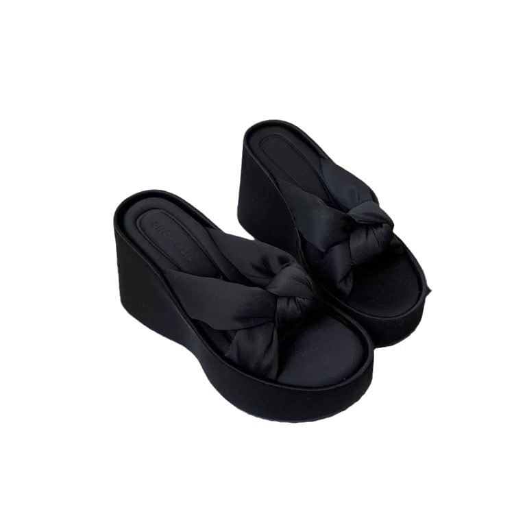 Wedge Knot Sandals Slide Heel Platform