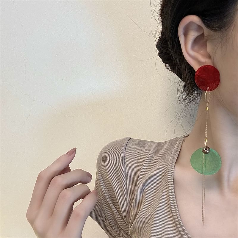 Asymmetrical Disc Earring Dangle Alloy