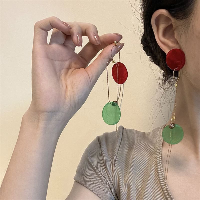 Asymmetrical Disc Earring Dangle Alloy