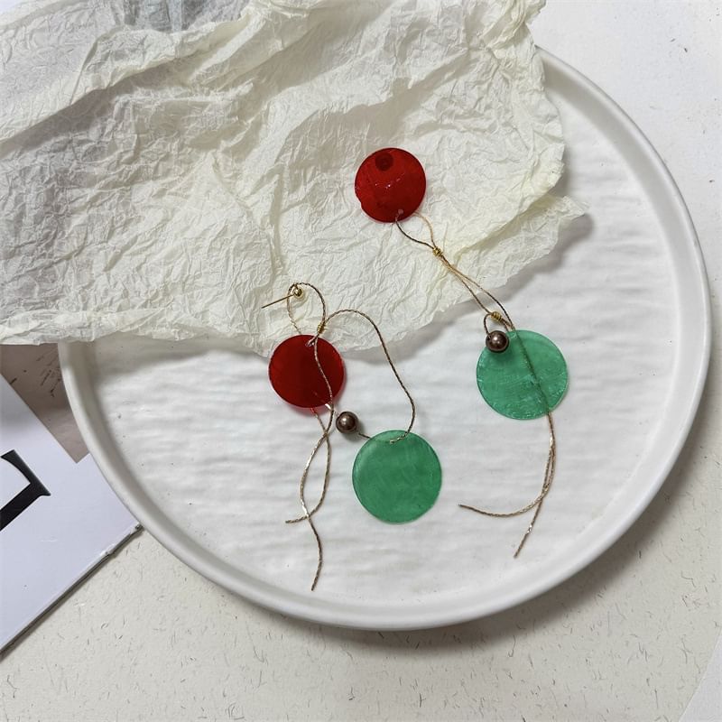 Asymmetrical Disc Earring Dangle Alloy