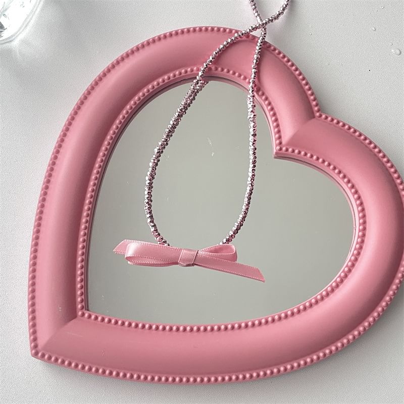 Bow Necklace Pendant Beaded With