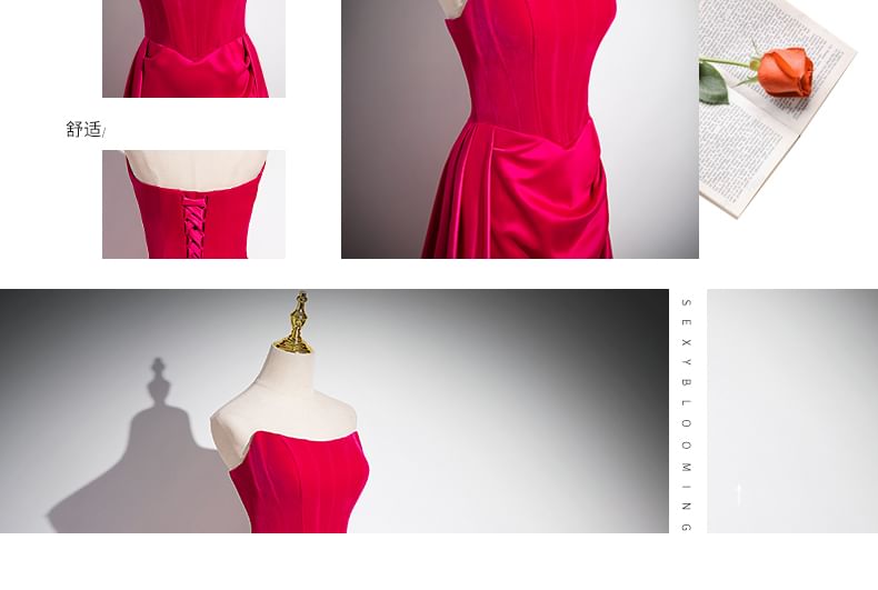 Gown Ruched Tube A-Line Plain Evening