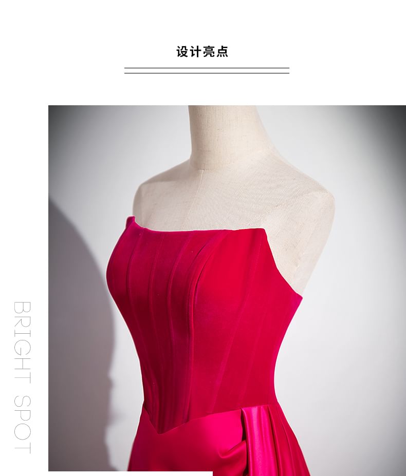 Gown Ruched Tube A-Line Plain Evening