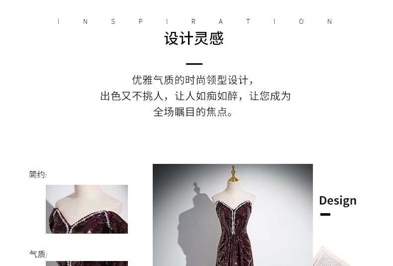 Shoulder A-Line Plain Evening Sequin Rhinestone Off Gown Short-Sleeve