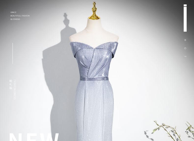 Gown Evening Mermaid Glitter Tube Gradient