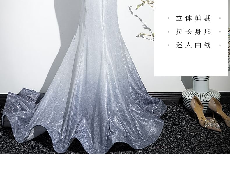 Gown Evening Mermaid Glitter Tube Gradient