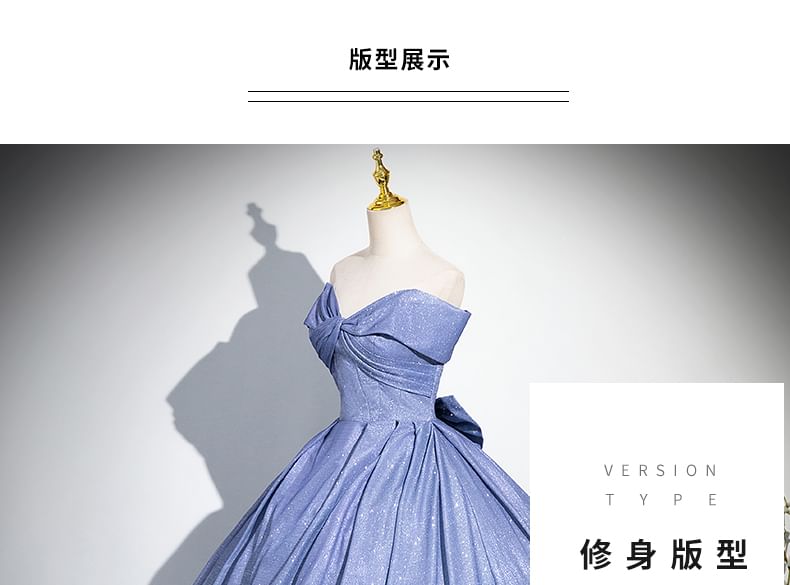 Gown Ruched Tube Bow Gradient A-Line Evening