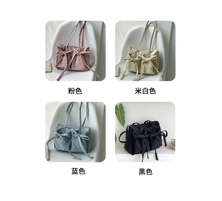 Plain Bag Accent Bow Nylon Tote