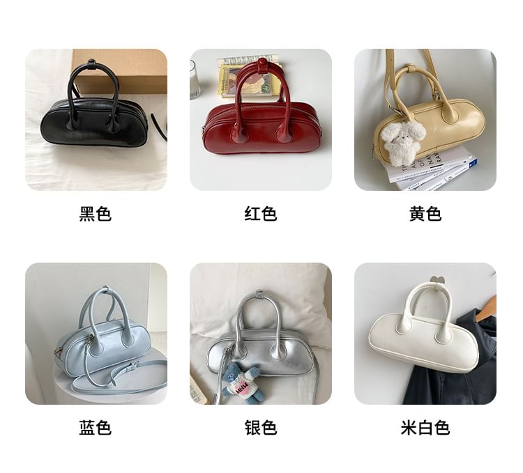 Crossbody Handle Top Bag Plain Faux Leather