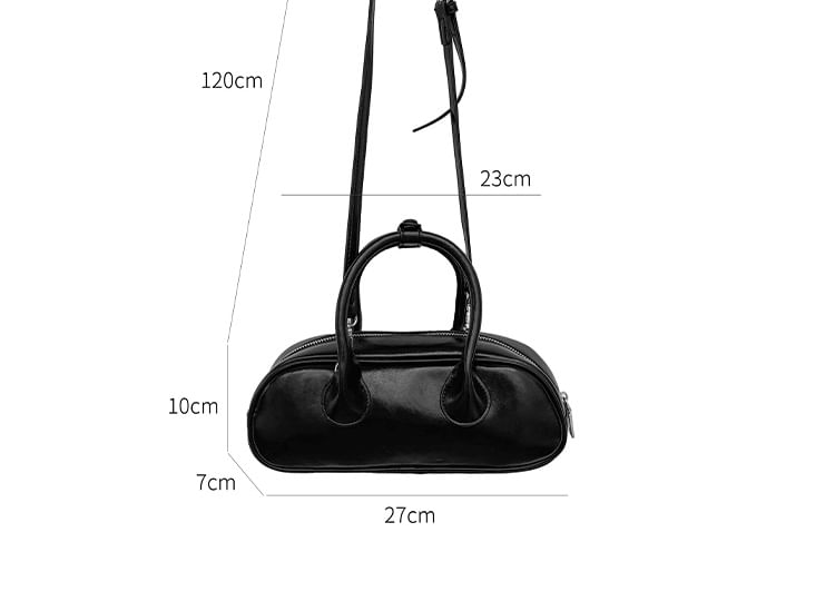 Crossbody Handle Top Bag Plain Faux Leather