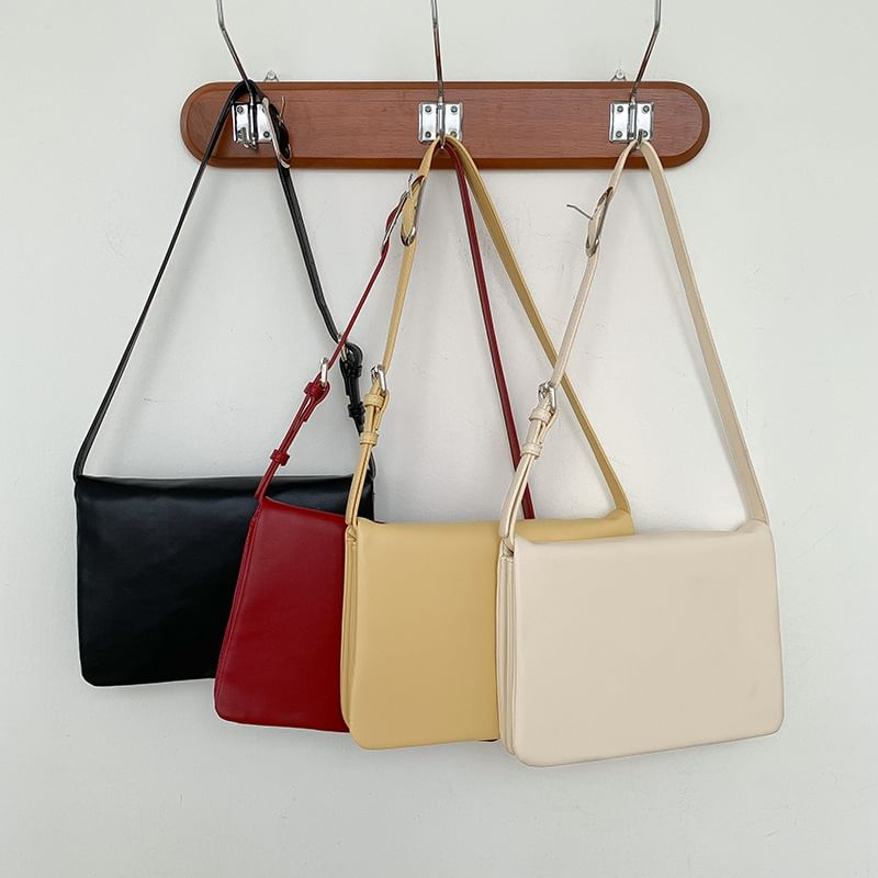 Plain Bag Leather Flap Faux Shoulder