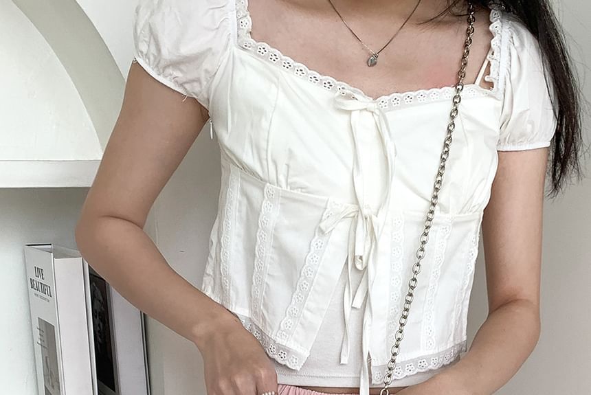 Leather Strap Shaped Faux Heart Bag Chain Crossbody Lace-Up