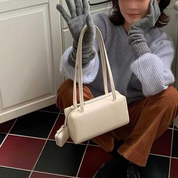 Bag Plain Leather Faux Shoulder