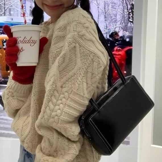 Bag Plain Leather Faux Shoulder