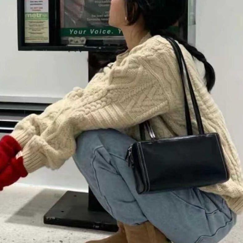 Bag Plain Leather Faux Shoulder