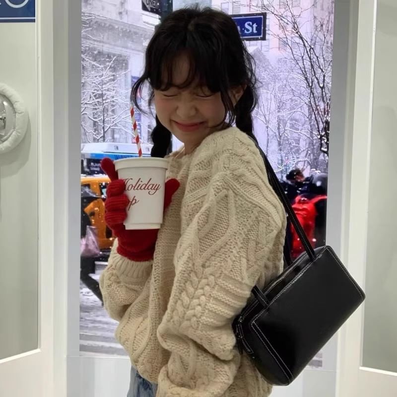 Bag Plain Leather Faux Shoulder