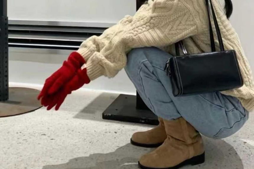 Bag Plain Leather Faux Shoulder