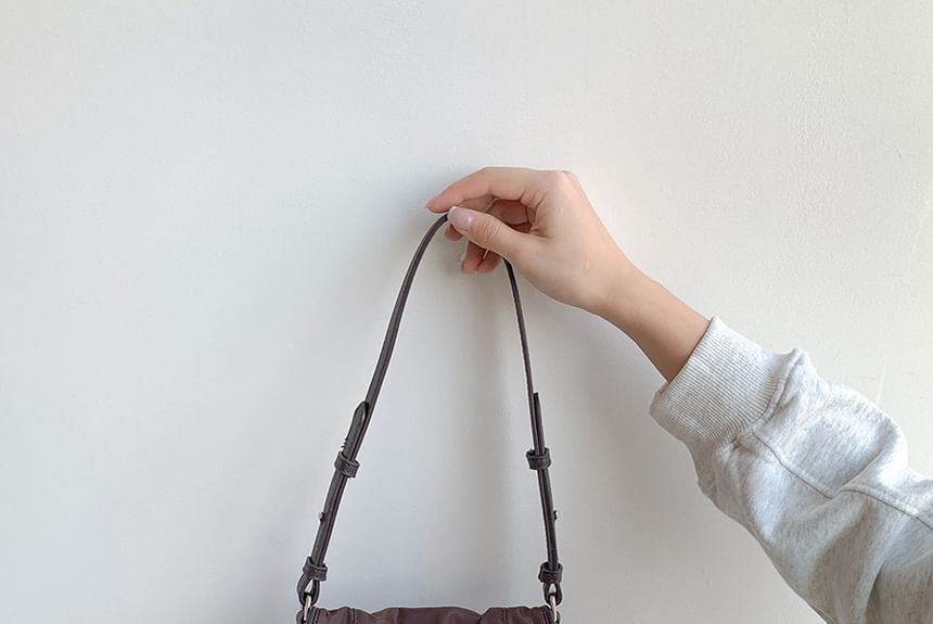 Tote Plain Nylon Buckled Flap Bag