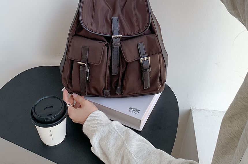 Tote Plain Nylon Buckled Flap Bag